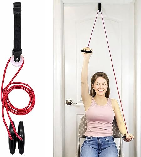 LiftAid Shoulder Pulley for Physical Therapy with Exercise Guide - Improves Shoulder Strength & Range of Motion - Reduces Pain, Helps in Muscle Recovery - Physical Therapy Equipment (Red) by LiftAid