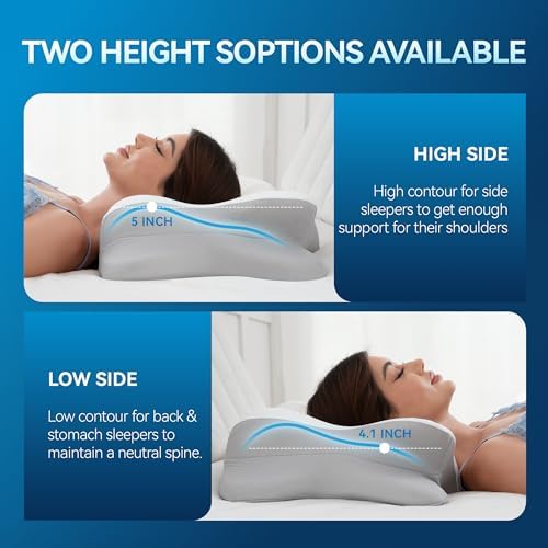 Cervical Neck Pillow for Neck Pain, Ergonomic Memory Foam for Side & Back Sleepers - Image 3