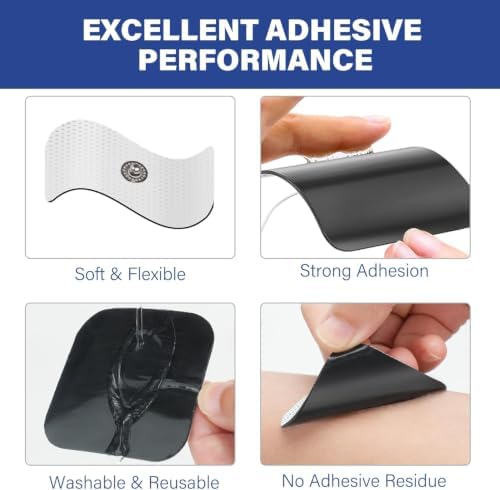 TENS Unit Replacement Pads, 48 Pcs 2"x2" Snap Adhesive Electrodes Pads, Reusable Tens Pads for EMS Muscle Stimulator, Using 3.5mm Snap Connector - Image 3