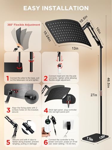 INTEO Red Light Therapy for Face and Body, Infrared Red Light Therapy Lamp - Image 5