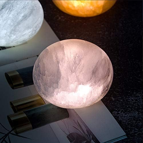 MIYA LIFE Selenite Lamp Hand Carved Stone Lamp Rechargeable Taplights Selenite Crystal Light with Dimmer (White/Warm/Yellow) for Bedroom Healing Natural Crystal Light (1 Piece, Round Taplight) by MIYALIFE