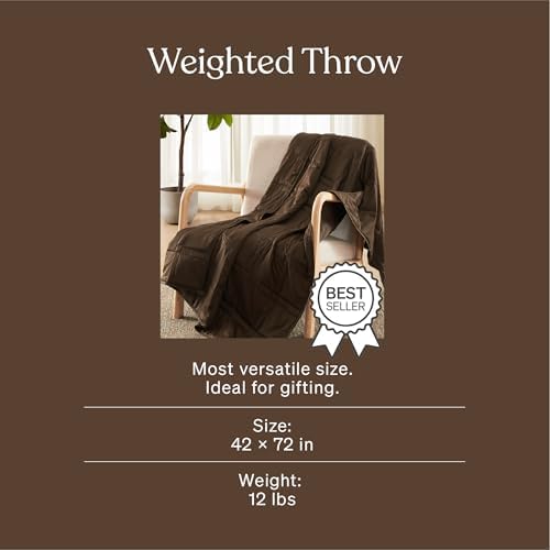 Baloo Weighted Blanket for Adults 12 lb Throw (Cocoa, 42"x72") - Image 5