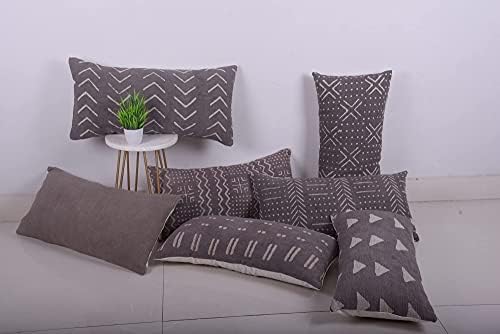 Trade Star Lumbar Pillow Shams Mudcloth Body Pillow Cases 100% Cotton Pillow Cover Boho Authentic Handloomed Tribal Farmhouse Home Décor (Grey Snow 12X24 INCHES) - Image 6