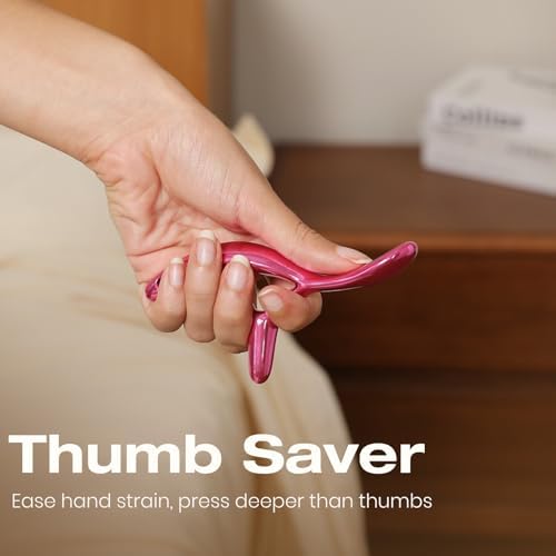 lifechill Trigger Point Massage Tool for Pain Relief Deep Tissue, Gua Sha & Muscle Scraper Tool for Full Body, Thumb Saver Acupressure Tool Relieve Muscle Knots (Rose Red) - Image 3