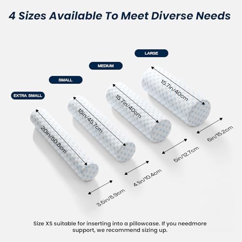 Neck Roll Pillow for Neck Pain Relief - Memory Foam Neck Support Pillow for Bed, Cylinder Pillows, Round Neck Pillow for Sleeping, 15.7 * 5 * 5 inch (Cool-Blue) - Image 2