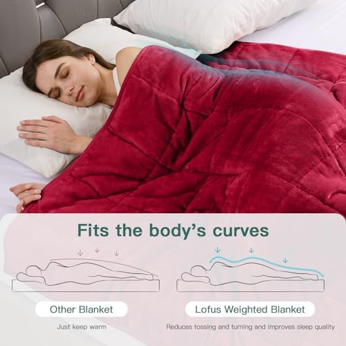Lofus 15 lbs Weighted Blanket for Adults Queen Size 60" x 80", Burgundy - Image 6