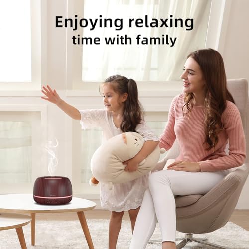 SEEDSEEL 300ML Essential Oil Diffuser, Aromatherapy Diffuser with Remote Control, 4 Timers, 7-Color LED Light and Waterless Auto-Off for Room, Bedroom, Home - Image 3
