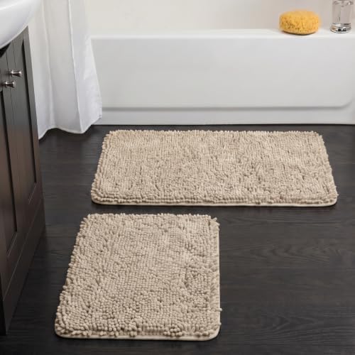 Home Windsor 2 Piece Memory Foam Shag Bath Mat - Ivory by Unknown