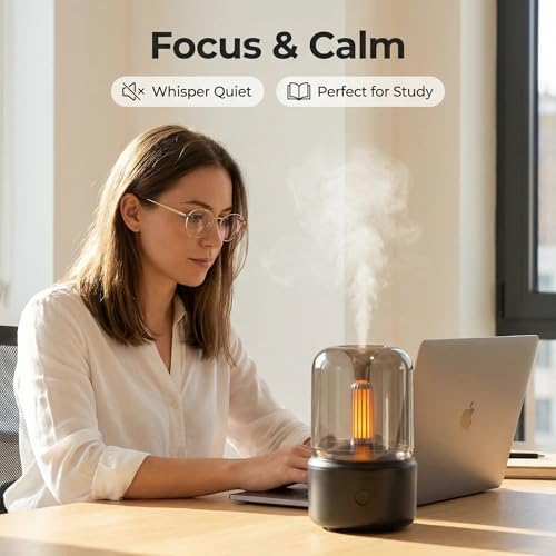 LONCIN Essential Oil Diffuser, 120ml Aromatherapy Diffuser with Auto Shut-Off Function, Ultrasonic Diffusers for Essential Oils, Cool Mist Humidifier with Warm Lights, for Home & Office - Image 5