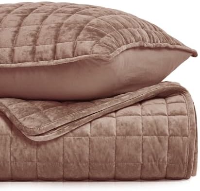 RECYCO Channel Box Stitch Velvet Quilt Set, Queen Size, Terracotta Clay - Image 5