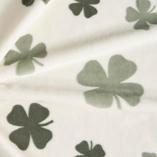 Lucky Brand 50" x 70" Plush Throw Blanket, Clover Toss Ivory Blanket for Sofa or Bed - Image 5