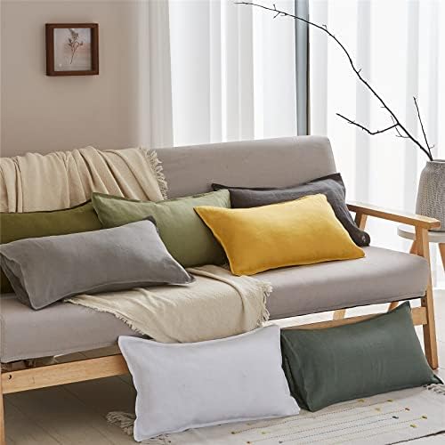 Simple&Opulence 100% Linen Lumbar Pillow Cover 12 x 20 Inches Set of 2 Rectangular Decorative Throw Cushion Cover for Couch Sofa Bed Living Room Office Soft Breathable Farmhouse - White - Image 5