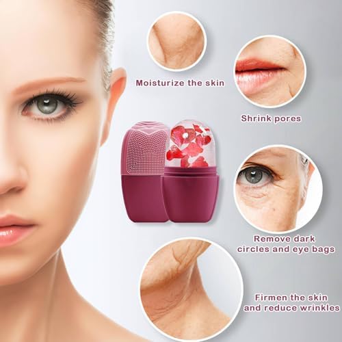 XHJRI Ice Face Roller Massager,Ice Cube Roller for Face, Eyes and Neck Naturally Conditioning and Skin Care,De-Puff Eye Bags,Reduce Migraine Pain,Reusable Massage Silicone Ice Mold (Upgrade Rose) - Image 6