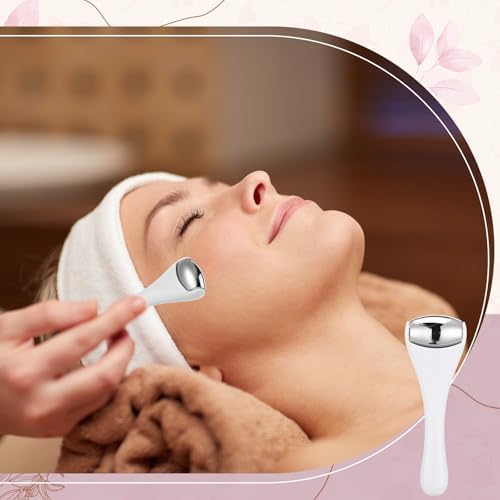 Tondiamo 2 Pcs Muscle Roller Portable Small Silicone Massager Roller Deep Tissue Muscle Massage Stick Cellulite Remover Scar Tissue Massager for Relief Face Neck Arm Back Leg(White,Metal) - Image 5