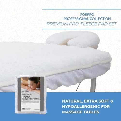 ForPro Premium Pro Fleece Massage Table Pad Set, Extra Soft, Hypoallergenic, Includes Massage Table Pad and Face Rest Cover, 31” W x 72” L, White - Image 3