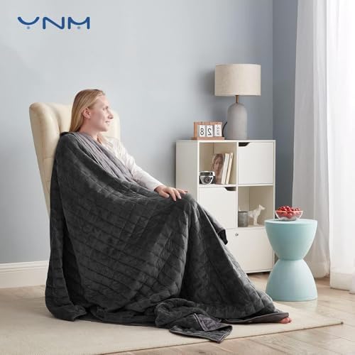 YnM Exclusive Weighted Blanket, Cooling Bamboo & Cozy Velvet Dual-Sided, Smallest Compartments with Glass Beads, Ideal for One Person of 190lbs on Queen/King Bed (60x80 Inches, 20 Pounds, Light Grey) - Image 2