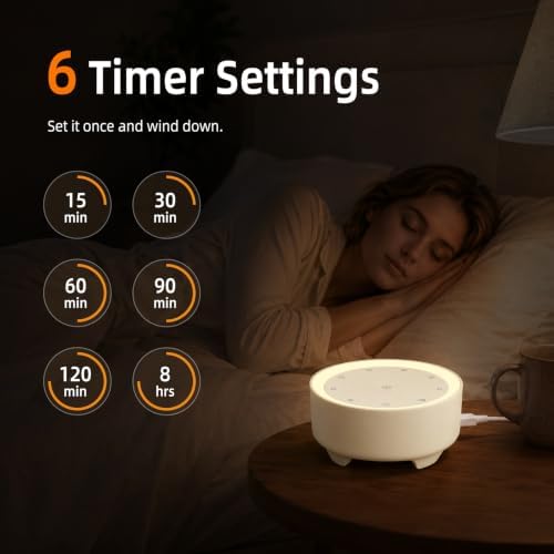 Kipcush White Noise Machine for Sleeping, Baby & Adults, High-Fidelity Non-Looping Sounds, Sleep Sound Machine with Dimmable Night Light, USB Powered, Memory Function, Home, Nursery & Travel - Image 5