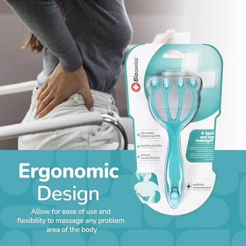 BioSwiss Claw Massage Roller, Handheld Muscle Massager with 5 Rotating Heads for Back, Legs, and Shoulder - Image 6