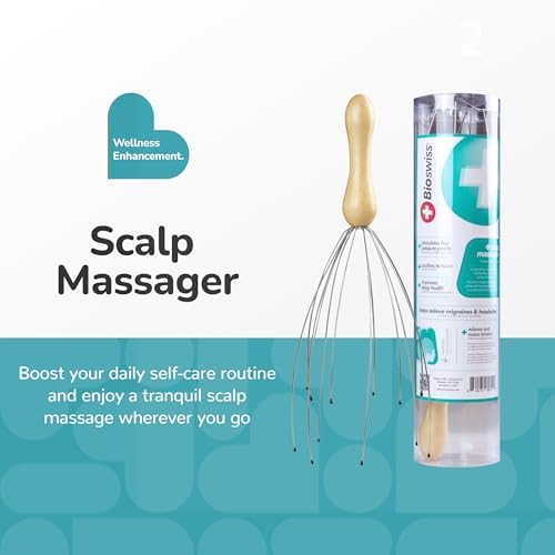 BioSwiss Scalp Massager, Handheld Head and Temple Massage Tool for Relaxation and Hair Stimulation - Image 2