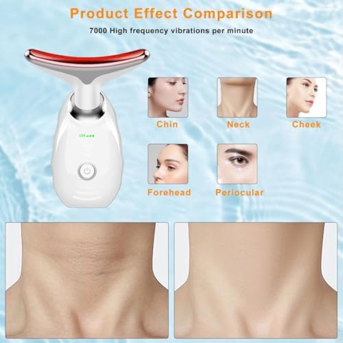 Facial Beauty Device, Face Massager Tool for Skin Care, Based on Triple Action LED, Thermal, and Vibration Technologies, Red and Blue LED Light, 7 Color Led Face and Neck Massager for Home Use - Image 4