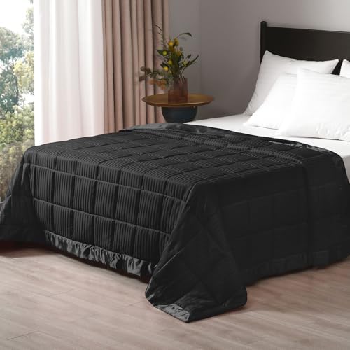 downluxe Weighted Blanket King Size, 18 lb Weighted Blanket with Glass Beads for All Season, Machine Washable Heavy Blanket (Black, 108 X 90 Inch) by Downluxe