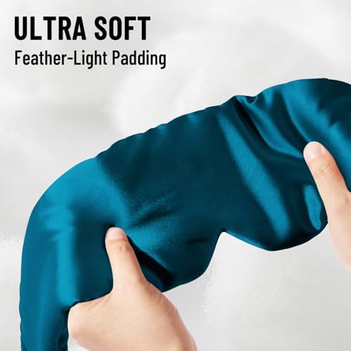 100% Mulberry Silk Sleep Mask, Large Eye Cover for Sleeping, Comfortable and Pressure-Free Sleeping Masks for Women Men, Completely Blackout (Peacock Blue) - Image 3