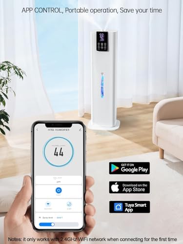 8L Smart Humidifiers for Bedroom Large Room, 2.1Gal Cool Mist Top Fill Diffuser Ambient Light, App & Remote Control, 3 Mist Modes, Quiet Humidifier for Home Office Plant - Image 2