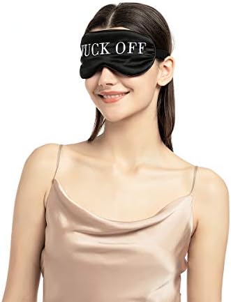 100% Mulberry Silk Sleep Mask Blackout, Cute Natural Sleeping Mask with Adjustable Elastic Strap, Satin Eye Cover for Men Women Adults (Fuck Off) - Image 6