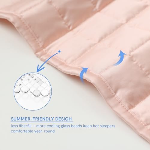 YnM King Size Cooling Weighted Blanket for Adults (88x104 Inches, 20 Pounds, Pink Rose), Perfect for Hot Sleepers with Cooling Rayon/Glass Beads, Heavy Bed Blanket for Couple on Queen or King Bed - Image 5