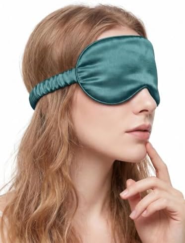 [1 Pack] QSYW Sleep Masks, Satin Eye Mask for Sleeping - Silky Eye Masks Bulk with Storage Bag & Elastic Strap,Green - Image 2