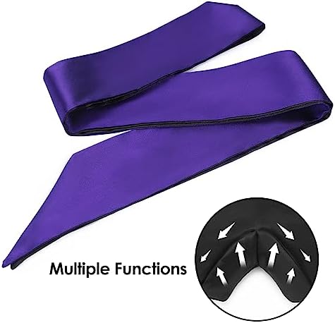 FRESHME Satin Eye Mask - Soft Sleep Mask Adjustable Eye Cover Blindfold for Night Meditation Travel Nap Sleep Eye Mask for Women Men Side Sleeper Valentine's Day Gift Black and Deep Purple 160cm/63in - Image 7
