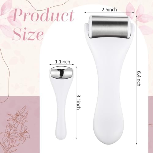 Tondiamo 2 Pcs Muscle Roller Portable Small Silicone Massager Roller Deep Tissue Muscle Massage Stick Cellulite Remover Scar Tissue Massager for Relief Face Neck Arm Back Leg(White,Metal) - Image 2