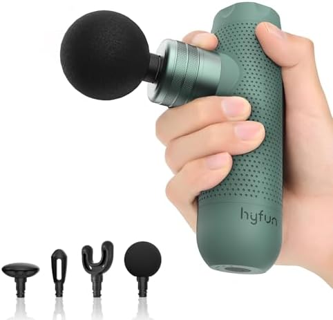 N1 Super Mini Massage Gun, Ultra-Compact Deep Tissue Massage Gun, Portable Travel Handheld Massager, Men & Women Muscle Recovery, Percussion Massager Quiet for Home, Gym, Office, Green by hyfun