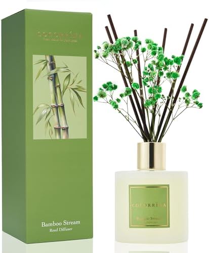 Cocorrína Reed Diffuser - Bamboo Stream Scented Diffuser with 8 Sticks Home Fragrance Reed Diffuser for Bathroom Shelf Decor by COCORR%C3%8DNA