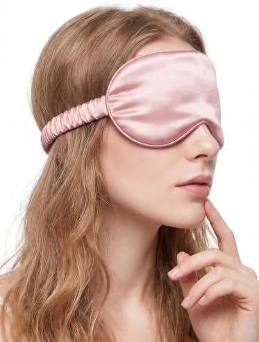 [1 Pack] QSYW Sleep Masks, Satin Eye Mask for Sleeping - Silky Eye Masks Bulk with Storage Bag & Elastic Strap,Pink - Image 2