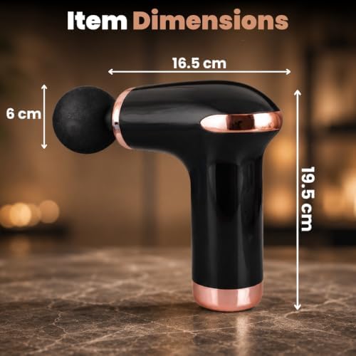 Mini Massage Gun - Handheld Muscle Massager, 6 Speed, 4 Heads, USB-C, Black - Image 6