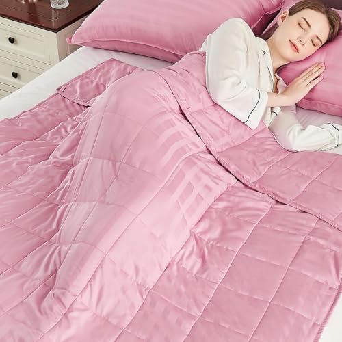 Weighted Blanket Queen/King Size (80"x87" 17lbs),Ultra Soft and Cozy Cooling Weighted Blanket for Adult,Heavy Blanket with Machine Washable Soft Blanket, Pink by anfie