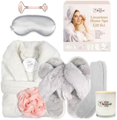 my novel things Birthday Gifts for Women Spa Robe and Slippers Set Kit by mynovelthings