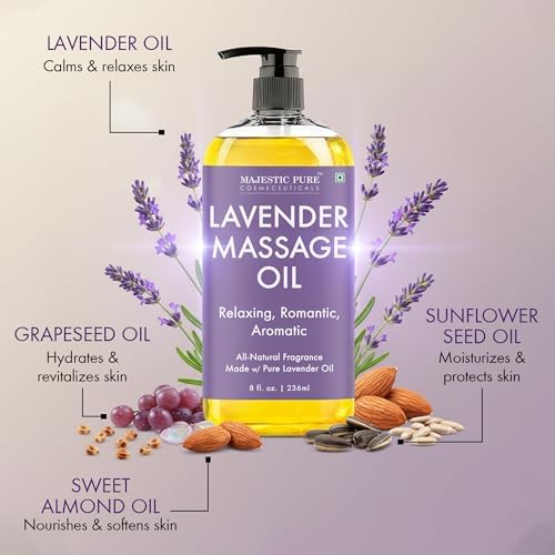 Majestic Pure Lavender Massage Oil, Relaxing Aromatherapy, 8 Fl Oz - Image 2