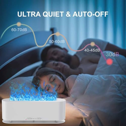 Upgraded Flame Fire Diffuser Humidifier, 7 Colors Changing Oil Diffuser, Ultra-Quiet Aroma Essential Oils Aromatherapy Diffusers for Large Room, Bedroom, Office(200ml Auto Off,Timeable,12Hrs) - Image 3