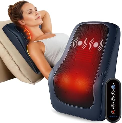 Beleduc Back Massager for Back Pain Deep Tissue, Shiatsu Back Neck Massager with Heat,Vibration Massage, Deep Kneading Massage Pillow for Neck Shoulder by Beleduc