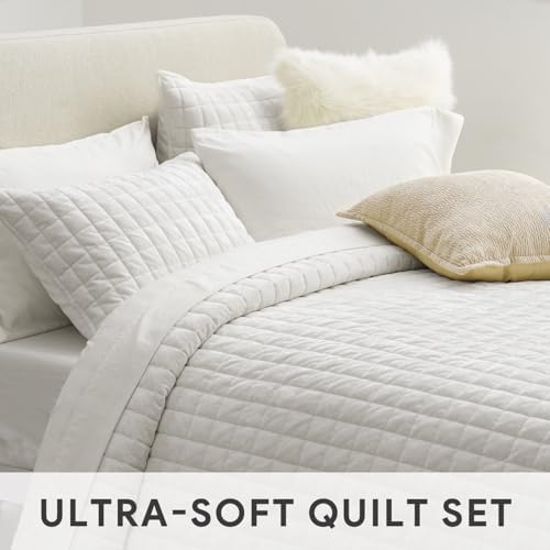 RECYCO Velvet Quilt Set, Oversized California King 118"x106", Bright White - Image 5