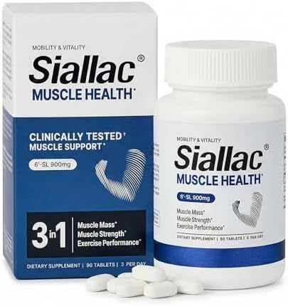 Muscle Health - Made in USA - Enhance Muscle Mass & Strength, Fast Workout Recovery, Reduce Fatigue & Boost Exercise Performance, 6-Sialyllactose (6-SL), 900mg, 90 Tablets (1 Pack) by SIALLAC