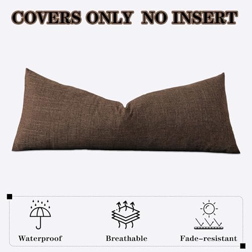 Kevin Textile Outdoor Waterproof 14”x36” Lumbar Pillow Cover 1 Pack, Brown - Image 7