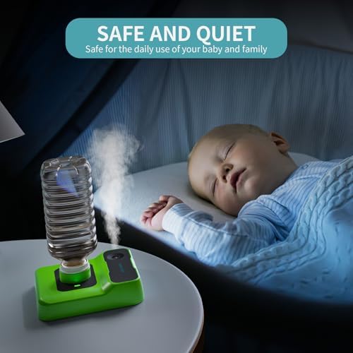 Travel Humidifier, Portable Humidifier for Plants, Bedroom, Office, Hotel or Car, Battery Operated Mini Cool Mist Humidifiers, Quiet 23dB, Auto-off, Night Light & BPA-Free, Grass-Green - Image 6