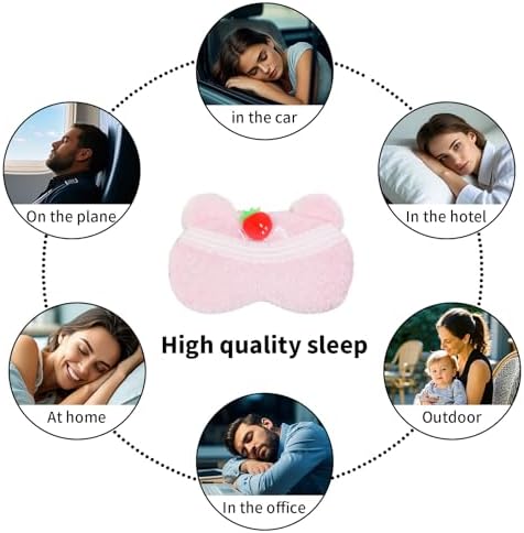 PERFECTSIGHT Sleep Eye Masks, Cute Plush Sleep Eye Cover Lightweight Adjustable Eyeshade Faux Fur Mask Cover for Women Men Kids Sleep Travel Nap, Bear Cake - Image 4