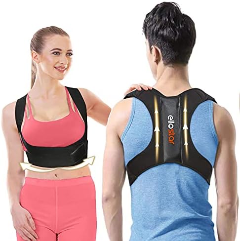 ellostar Back Brace Posture Corrector for Women and Men, Lumbar Shoulder and Back Straightener Posture Improvement Pain Relief (Large) Lower Chest 33 -39 Inch by ellostar
