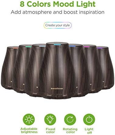 InnoGear 100ml Essential Oil Diffuser for Home with 6 Oils Gift Set, Brown - Image 2