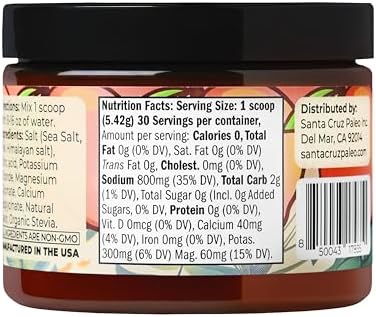 Santa Cruz Paleo Electrolyte Powder, Peach Flavor, Sugar Free Hydration Drink Mix with Himalayan Pink Salt, Sea Salt, Magnesium Glycinate, Potassium Chloride, Sweetened with Stevia, 30 Servings - Image 4
