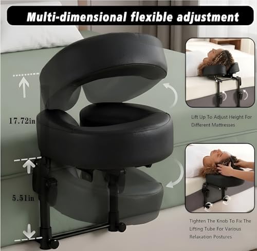 Massage Headrest for Bed Home Mattress Top Massage Kit Adjustable 18" Height SPA Head Holder Massage Face Cradle Home Salon Face Cushion Support Bracket (Black) - Image 3